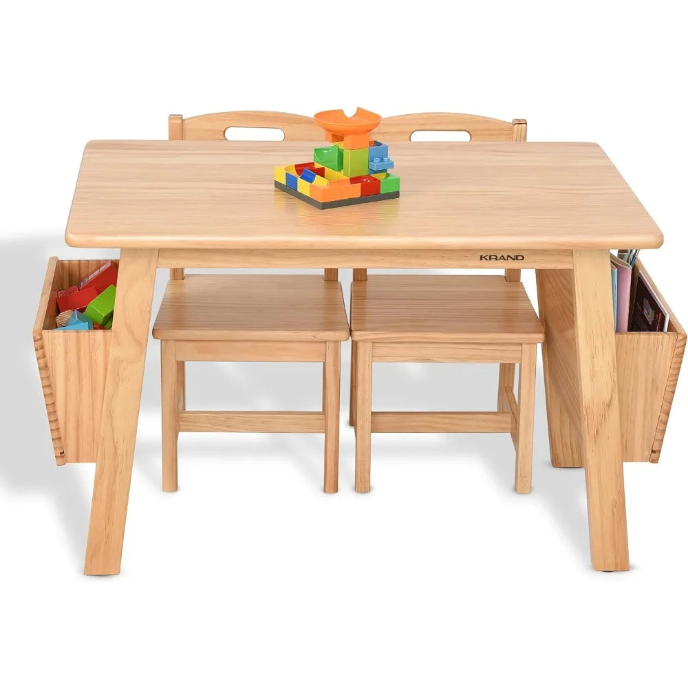 Kids Solid Wood Table and 2 Chair Set