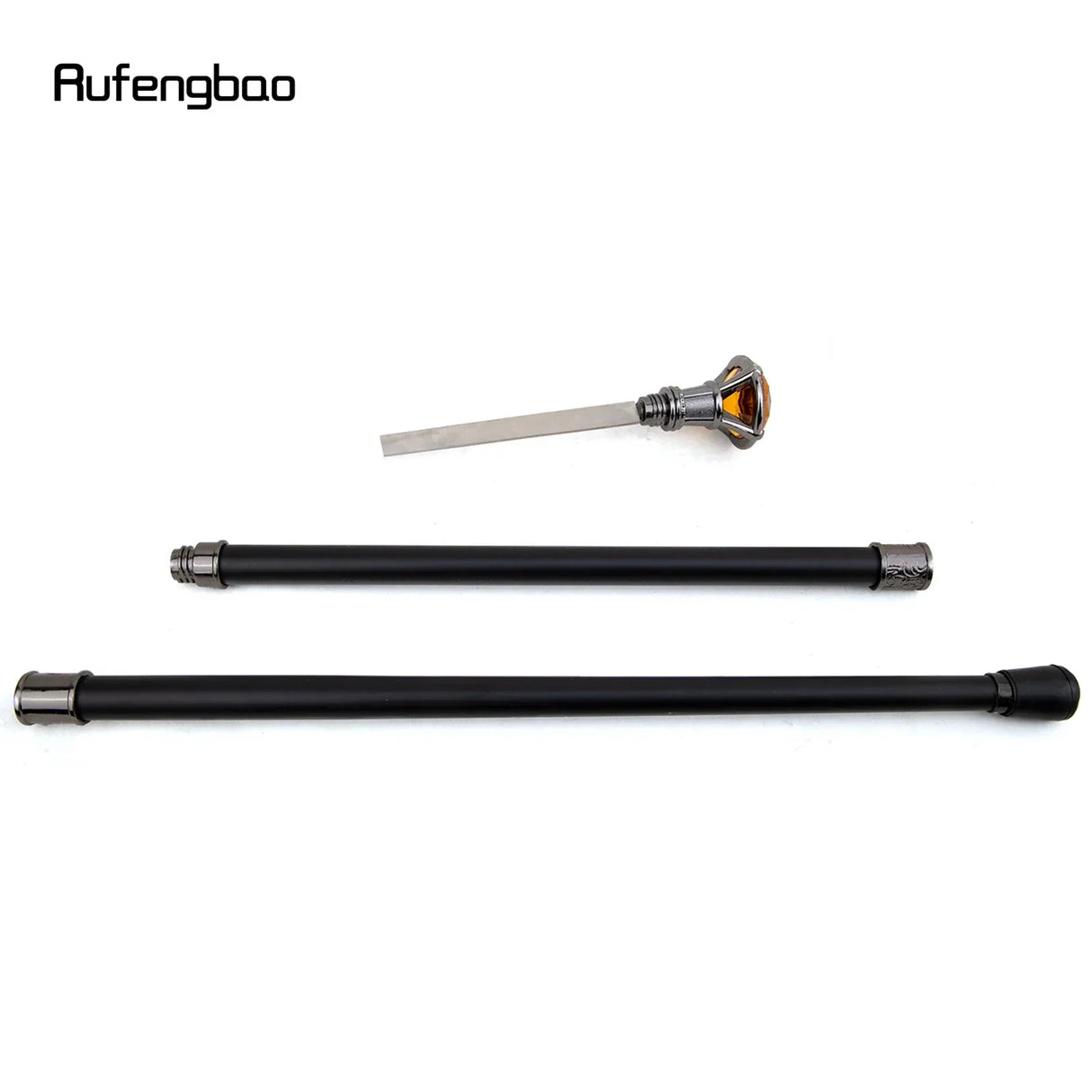 Orange Diamond Type Silver Walking Stick with Hidden