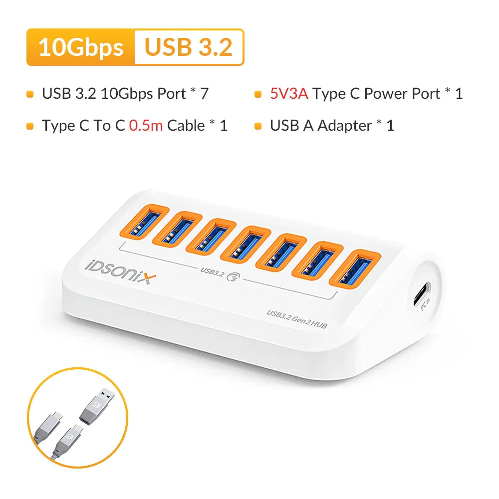 iDsonix USB Splitter USB 3.2 Hub 10Gbps Type
