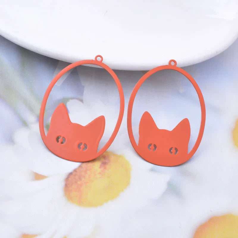 30pcs AD3485 Filigree ovalshaped Eyes Of Cat Charms