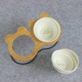 New High-end Pet Bowl Bamboo Shelf Ceramic Feeding