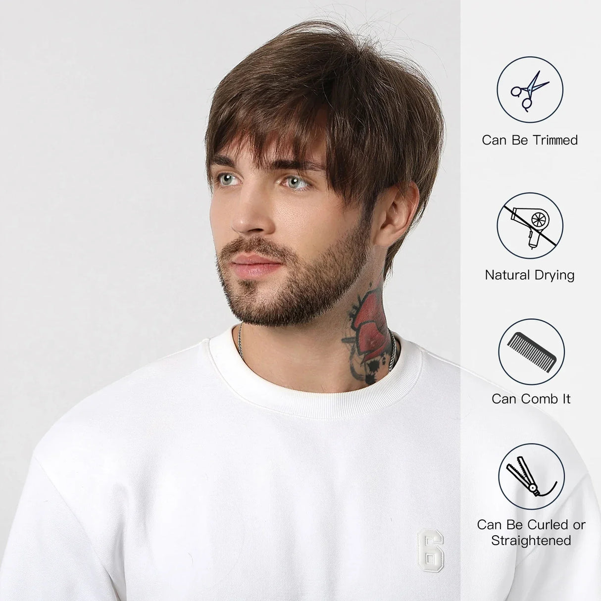 Bob Pixie Cut Wig for Men Light Brown