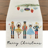 Linen Christmas Table Runner Snowman Xmas Tree Home