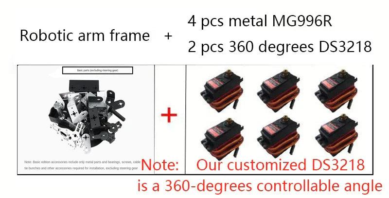 6 DOF Robotic Arm with MG996 180/360 Degree