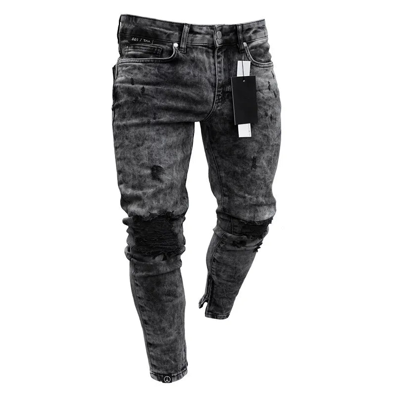 Jeans For Men 2022 Gradient Color Ripped White