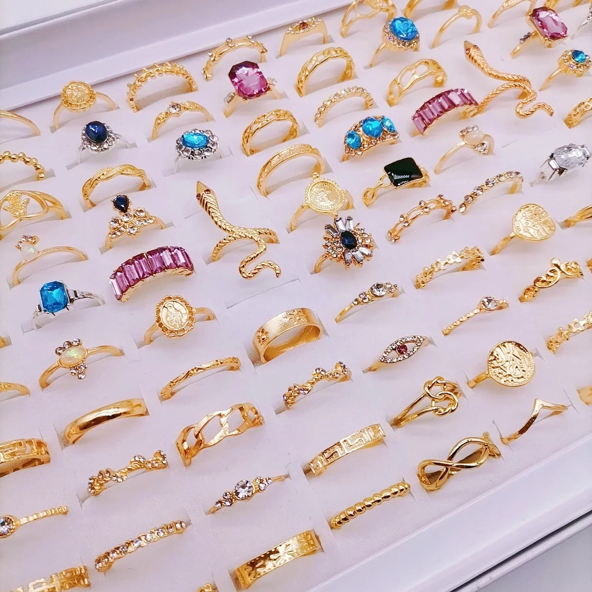 30PcsLot Vintage Rings for Women Gem Snake Spider