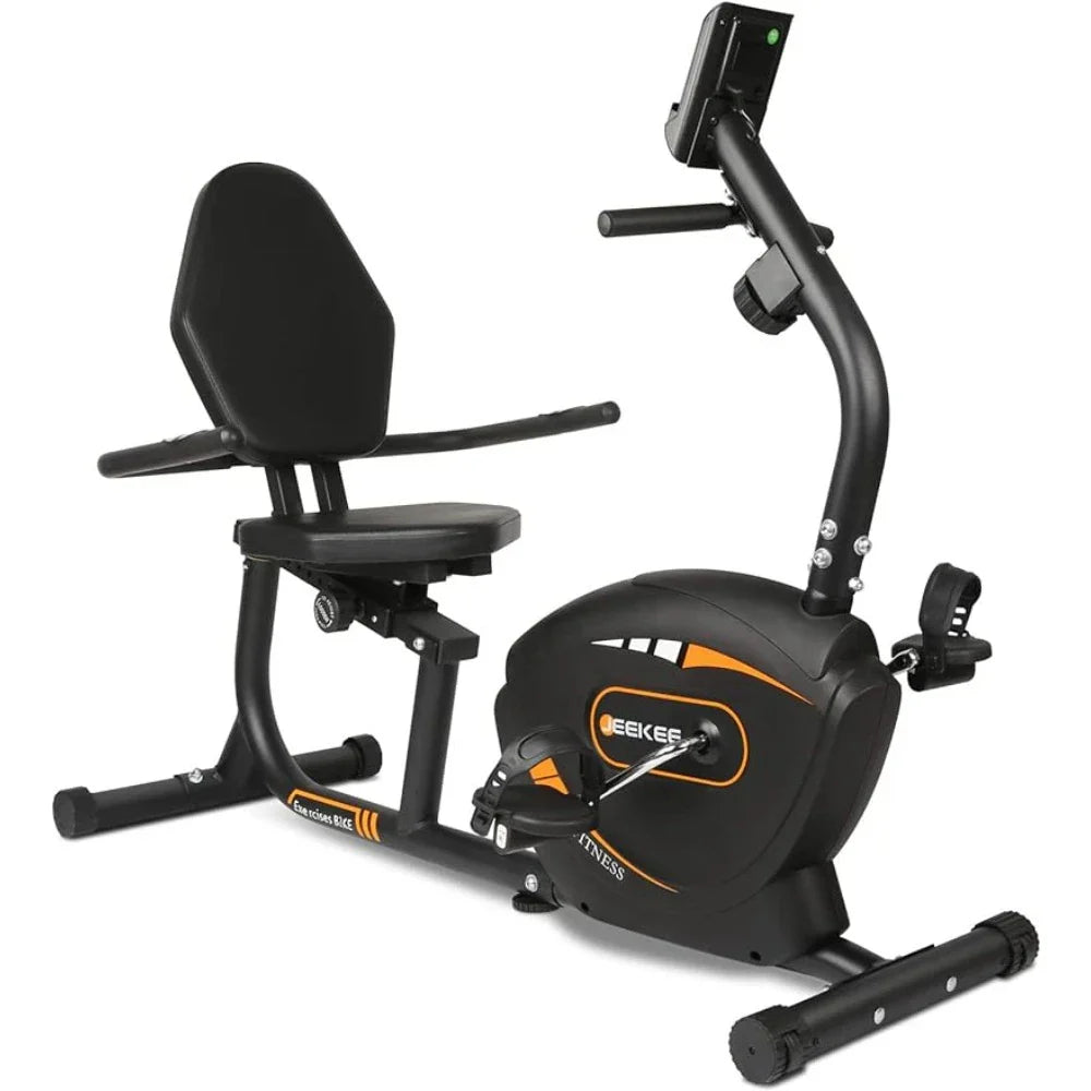 Recumbent Exercise Bike for Adults Seniors - Indoor Magnetic Cycling Fitness Equipment for Home Workout Black，Sports