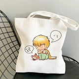 Fashion Trend Cartoon Print Canvas Tote Bag Korea Shopping Bag Ladies Daily Versatile Shoulder Bag Little Prince Pattern Handbag