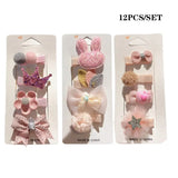 12Pcs Set Animal Crown Flower Baby Hairpins Sweet