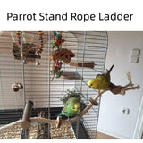 Pet Parrot Wooden Perch Stand Hanging Climbing Hammock
