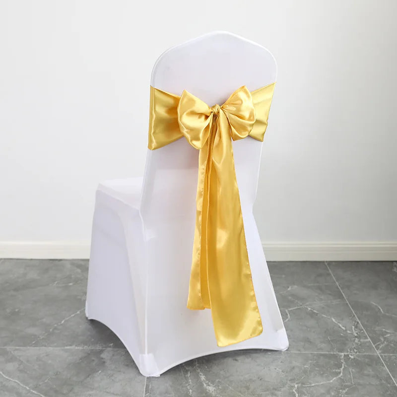 10PCS 17x275cm Sage Green Satin Chair Sashes Bows