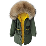 Maomaokong 2022 Real Fur Down Jacket Women Long