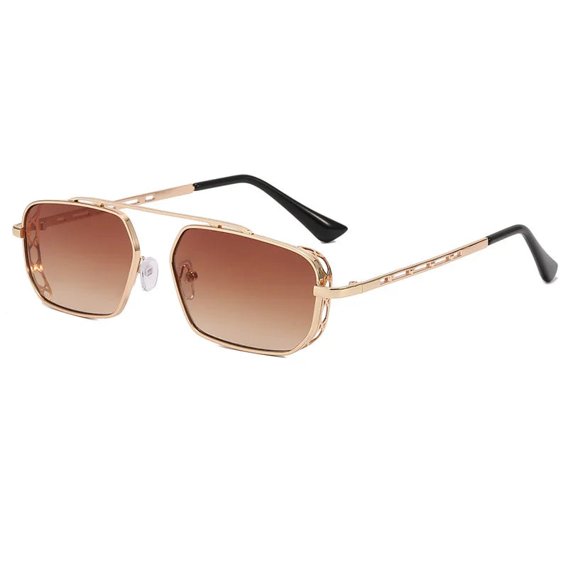 Vintage Red Rectangle Sunglasses Women Brand Steampunk Pink