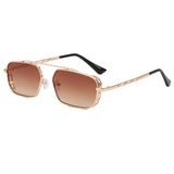 Vintage Red Rectangle Sunglasses Women Brand Steampunk Pink