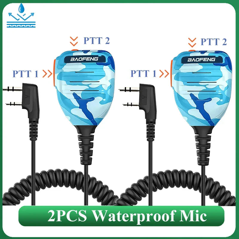 2PCS Baofeng Walkie Talkie Speaker Mic Waterproof PTT