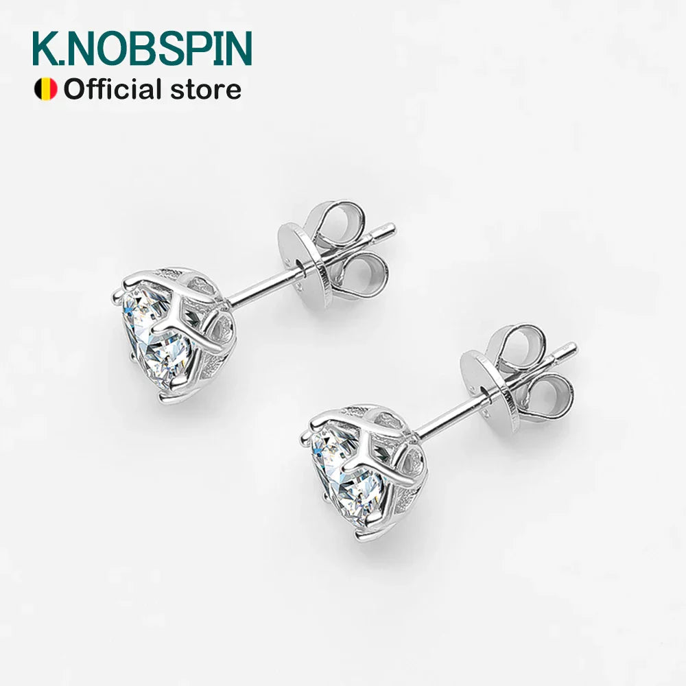 KNOBSPIN 1CT D Color Moissanite Earring S925 Sterling