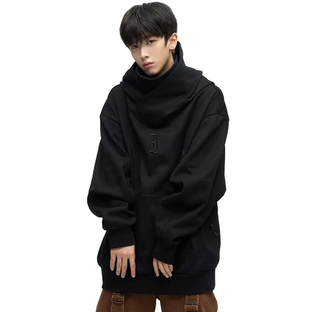 Solid Color Men Sweatshirt Japanese Harajuku Urban Streetwear