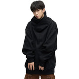 Solid Color Men Sweatshirt Japanese Harajuku Urban Streetwear
