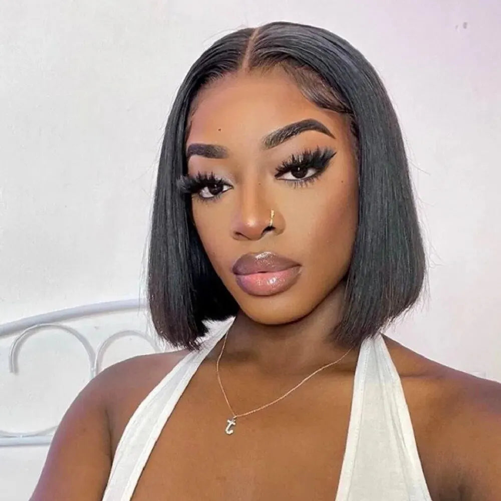 Malaysian Straight Short Bob 13x4 Lace Frontal Wig