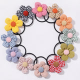 12Pcs/bag Girls Elastic Flower Hair Bands Sweet Hair