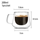 YWDL 200ml Double Wall Glass Coffee Mug Heat-resistant