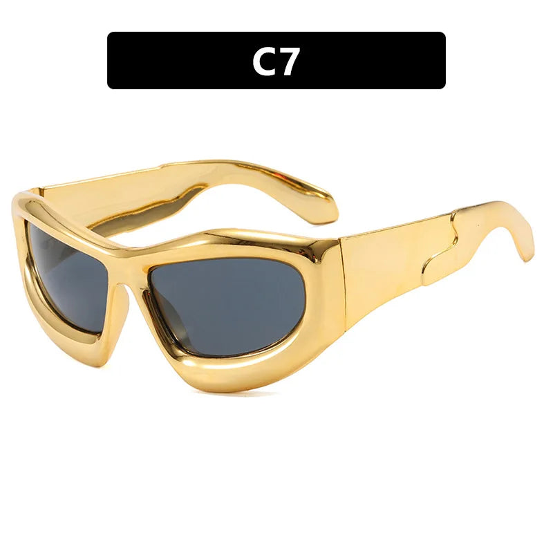 Fashion Y2K Cyberpunk Sunglasses Women Men UV400 Red