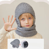 Children Hat Scarf Set Kids Beanie Caps Knitted