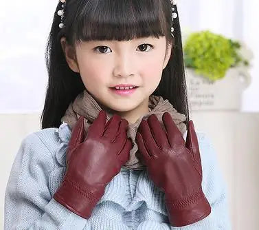 Children Autumn Sheepskin Plus Velvet Thick Gloves Boys