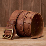 Thick Original Leather Belt Vintage Men Wide Belt