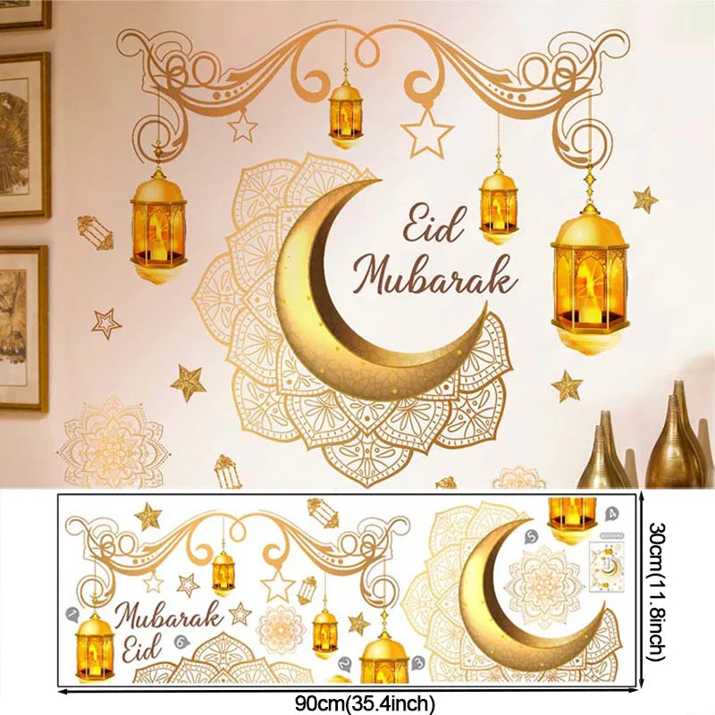 Gold Eid Mubarak Disposable Tableware Star Moon Gilded