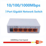 5 Port 1000Mbps Gigabit Network Switch Ethernet Smart