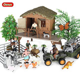 Oenux Farm House Model Action Figures Farmer Motorcycle