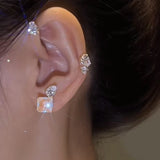 Fashion Sparkling Long Tassel Crystal Stars Ear Clip