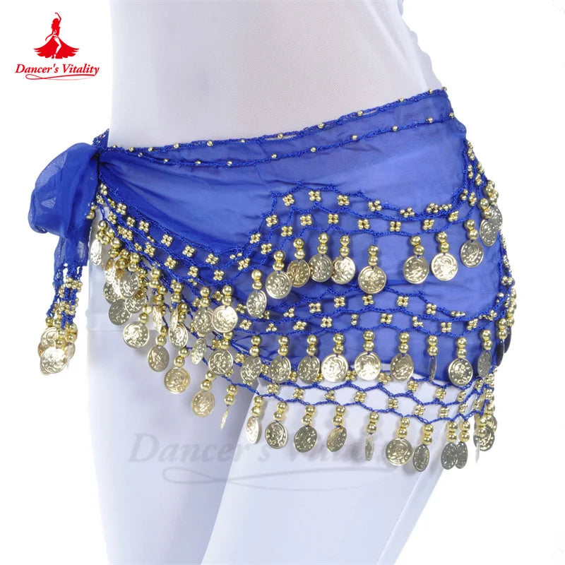 Belly Dance Belt for Women Chiffon Gold Coines