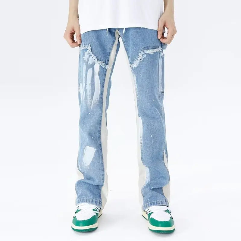 2023 Cyber Y2K Fashion Washed Blue Baggy Flared