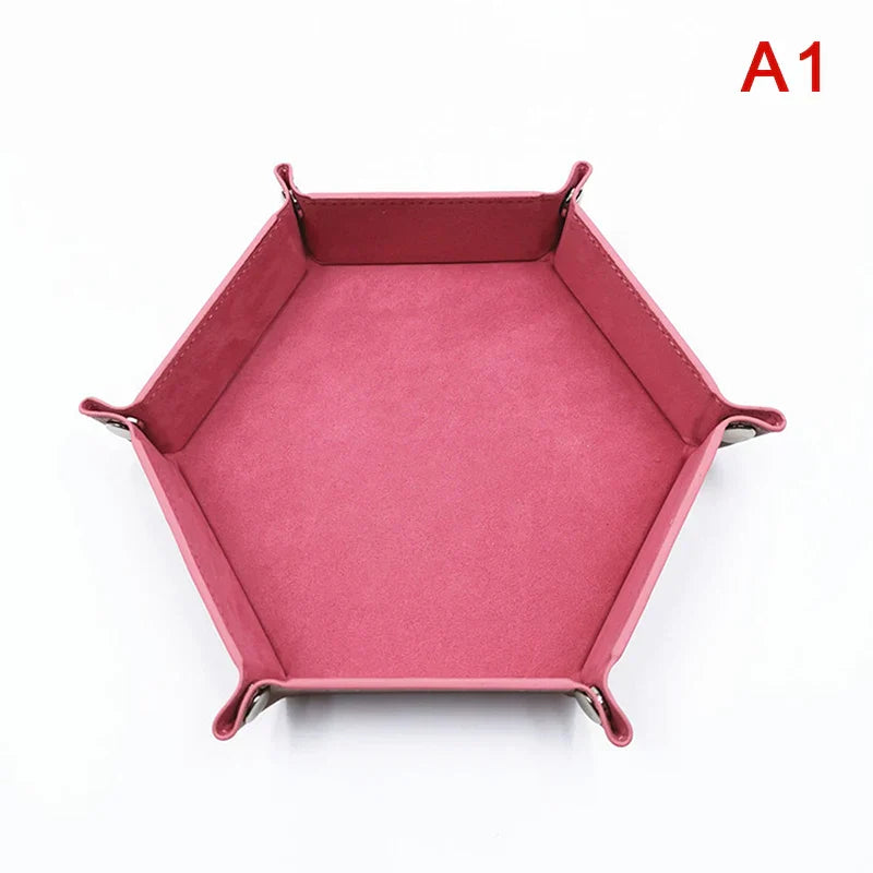 1pc Folding Hexagon/Triangle Dice Tray Purple Dice Box