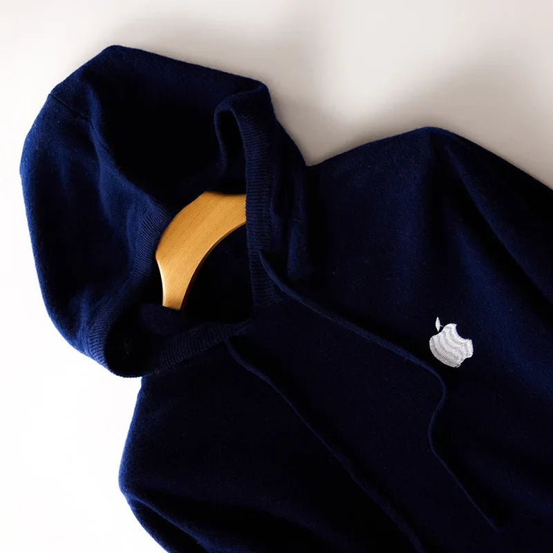 100% Cashmere Hoodies Tracksuit Apple Print Hooded Pullover