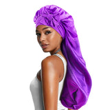 Women Satin Bonnets Adjustable Long Barrel Nightcap Solid