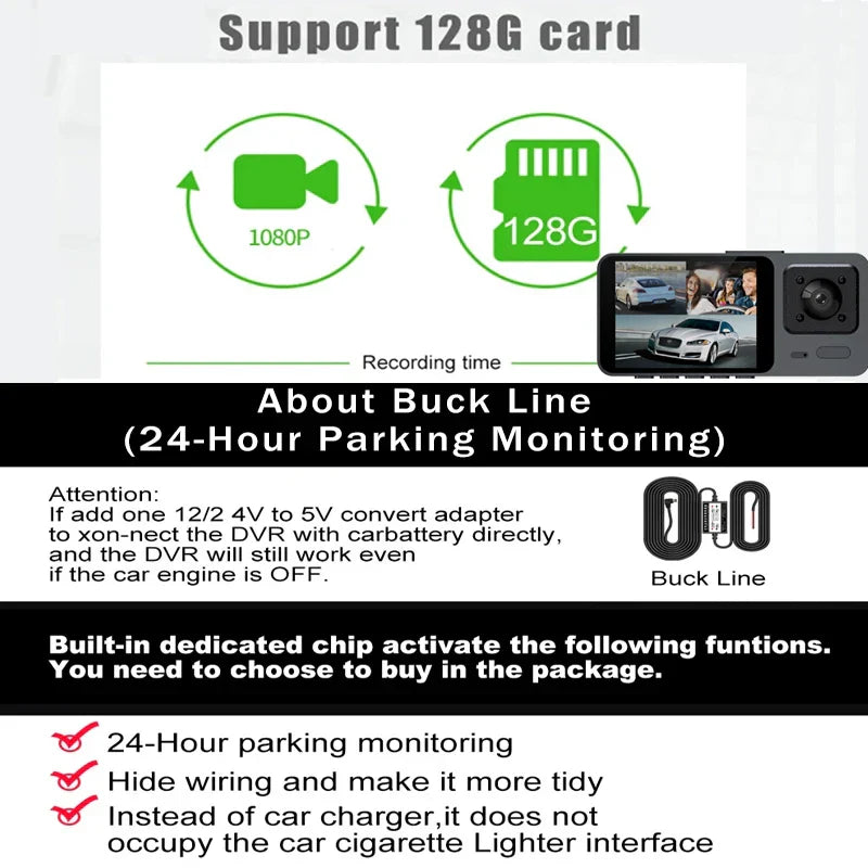 Wifi 3Channel Car Dvr 3 Camera Dash Cam