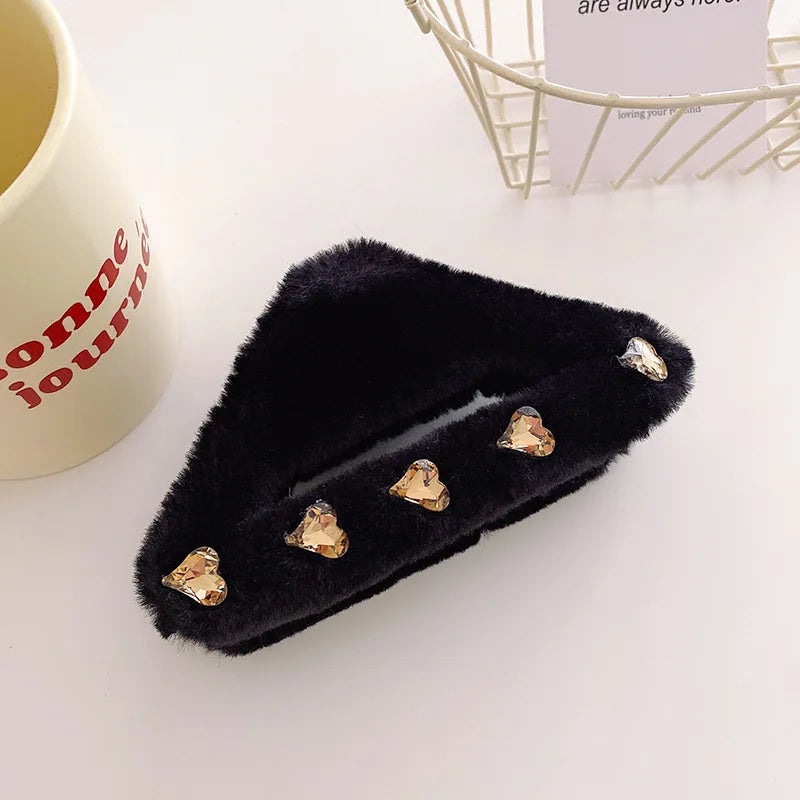 Autumn Winter Retro Oversized Geometric Plush Hair Clip