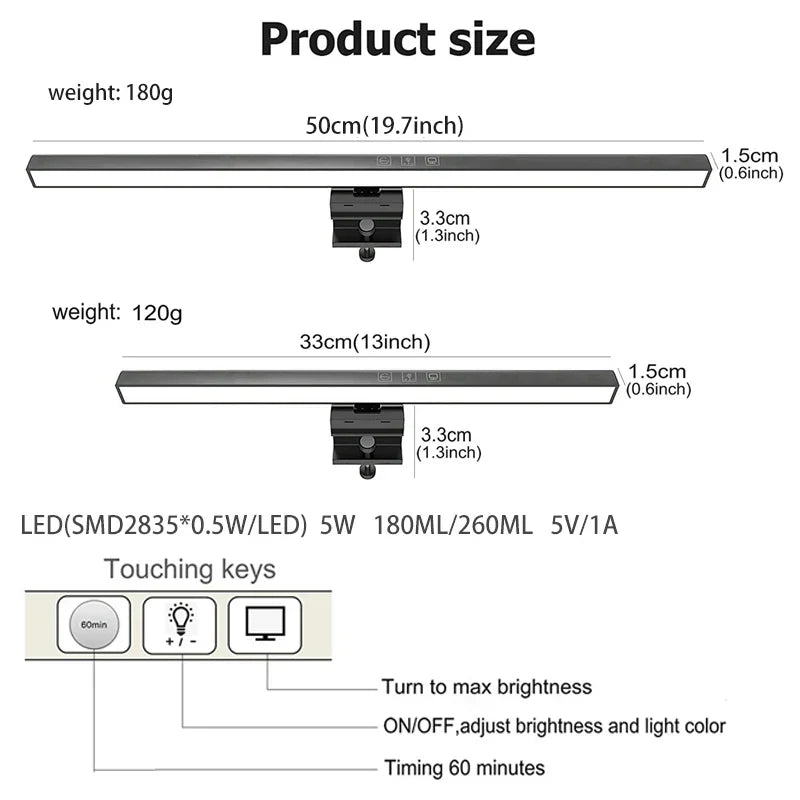 Eye-Care Desk Lamp 50cm LED Computer PC Monitor