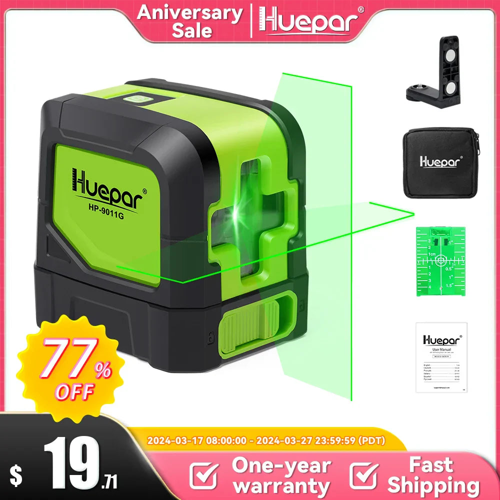 Huepar 2 Lines Laser Level Self Levelling (