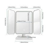 Trifold Makeup Mirror LED Lights Dorm Dressing Mirror