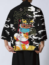 Men's Casual Kimono Style "Cheerful" Cat Loose Fit