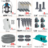 60W Self-Priming Pressurize Pump Mist Nozzle Watering System