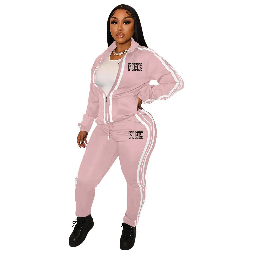 Ladies Tracksuits 2 Piece Set Sports Suit Zipper