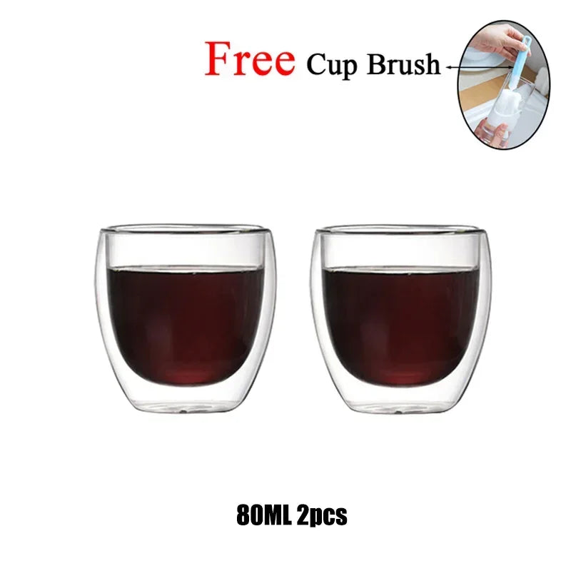 Double Wall Glass Cup Heat Resistant Transparent High