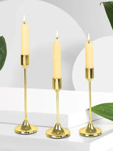 3Pcs/Set Chinese Style Metal Candle Holders Simple Golden