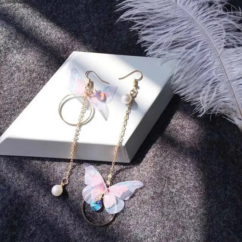 Fashion Butterfly Dangle Stud Earring for Women Girls