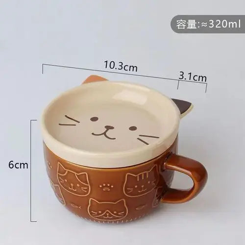 250ML Japanese Shiba Inu Ceramic Coffee Cup Saucer